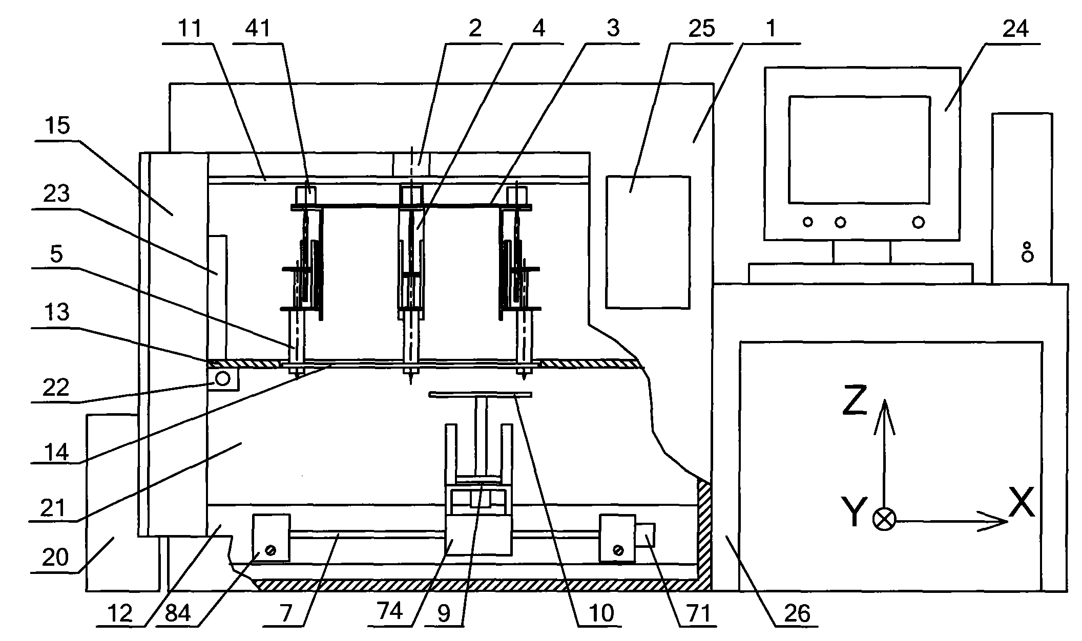 Rotating disc type multi-nozzle three-dimensional controlled forming system for complex organ precursor