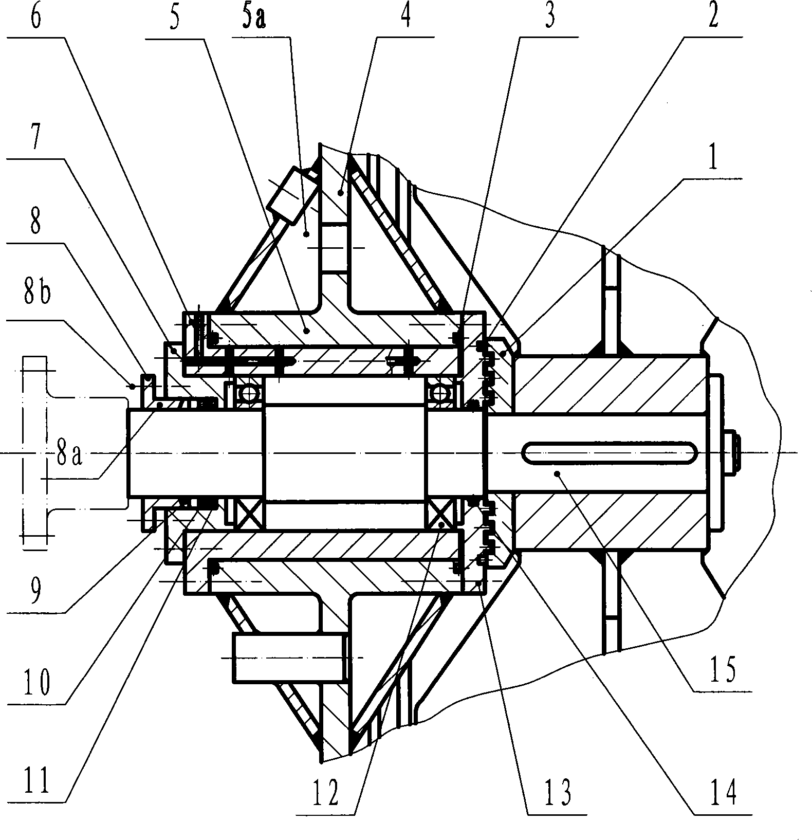 Blast furnace compaction type vertical stock rod drum shaft composite sealing device