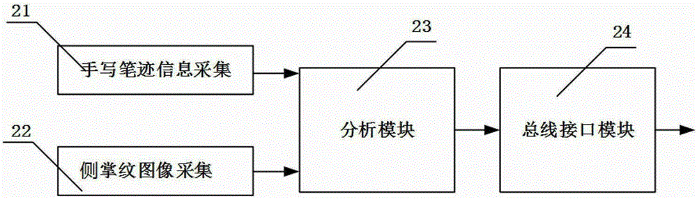 Handwriting input device containing palm side surface information