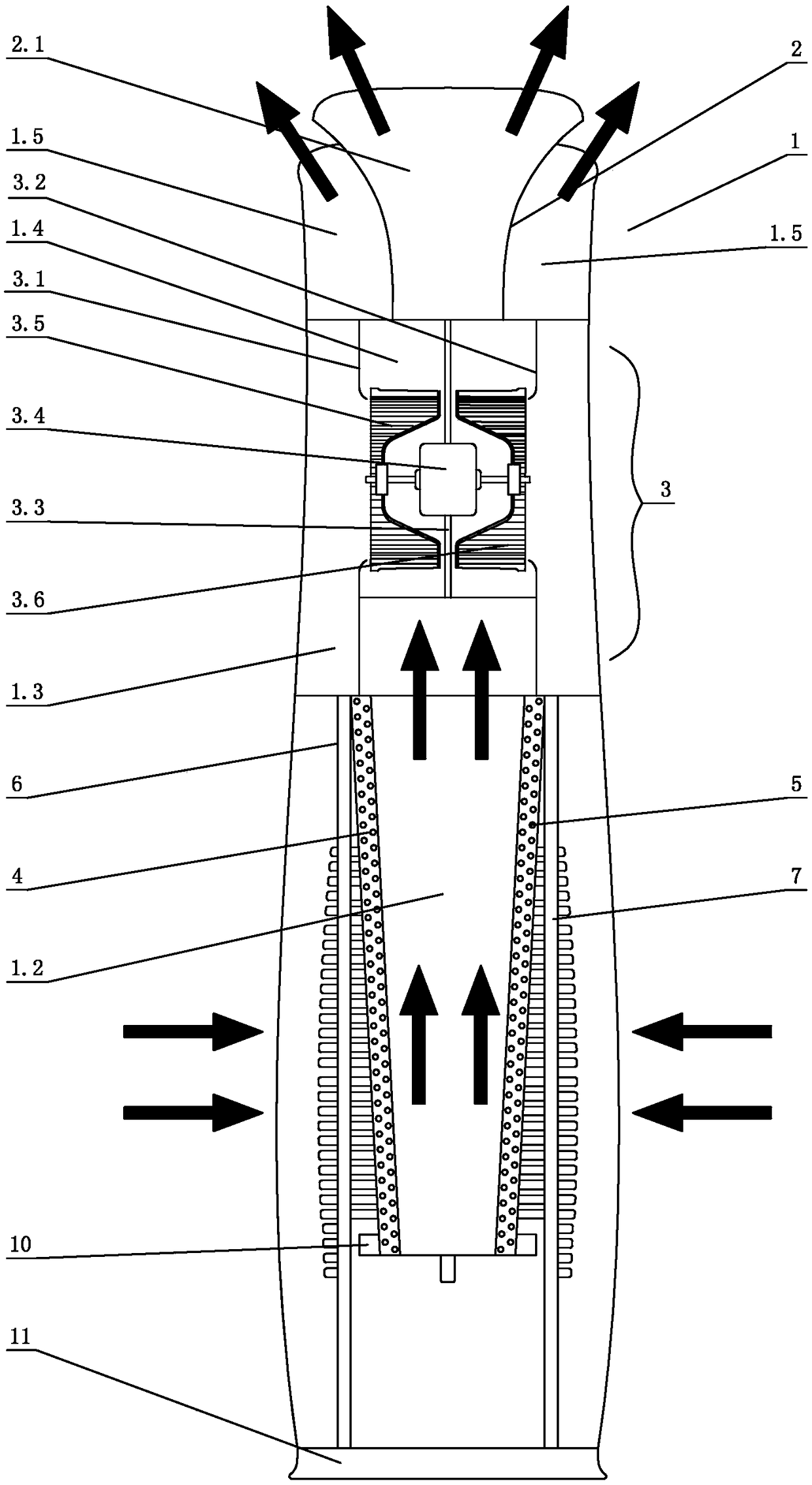 Cabinet type air conditioner air duct structure