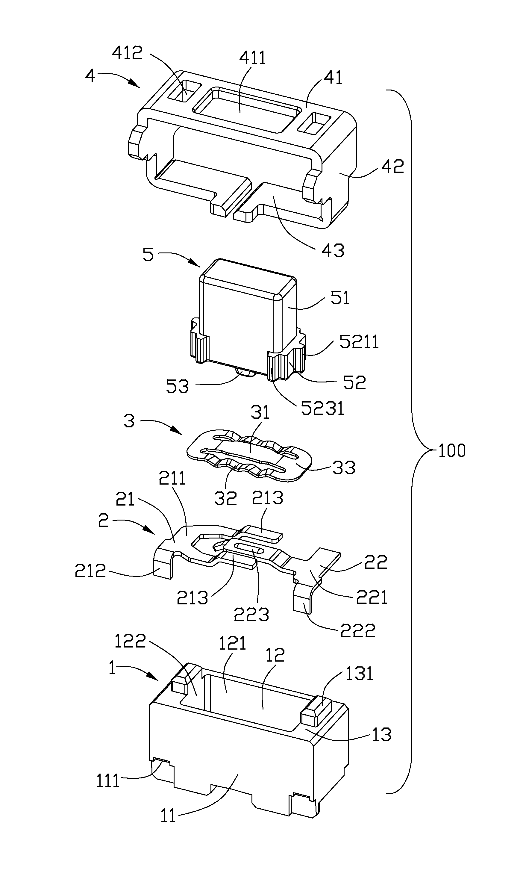 Switch with reduced contacting areas between actuator and insulative housing