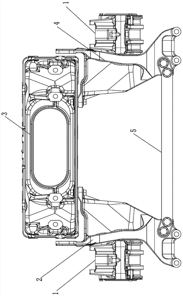 Vehicle balance suspension with balance axles and brackets integrated into one