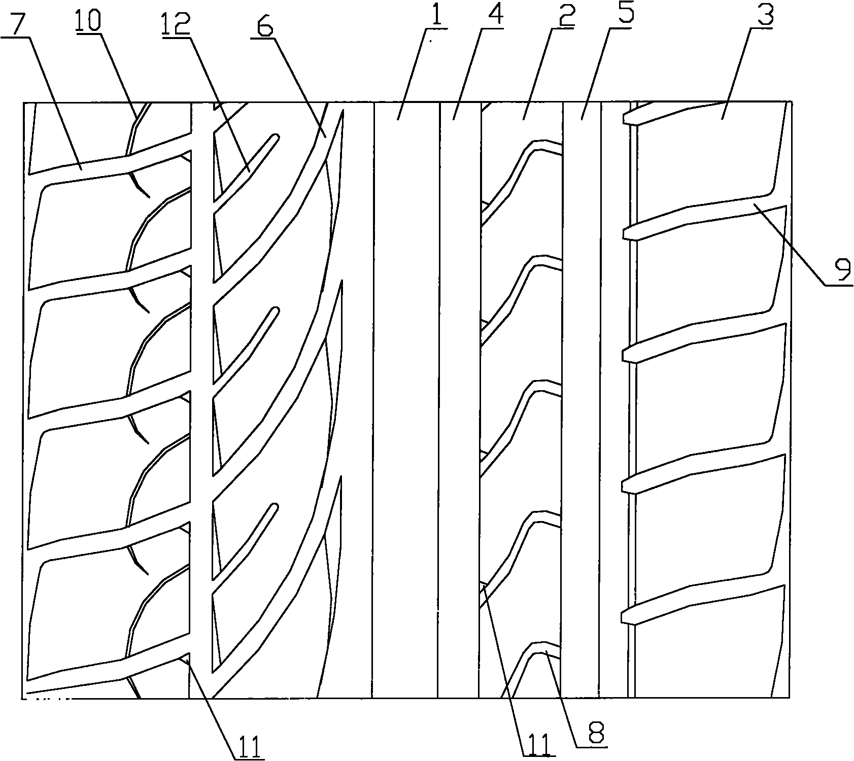 Car radial tire tread