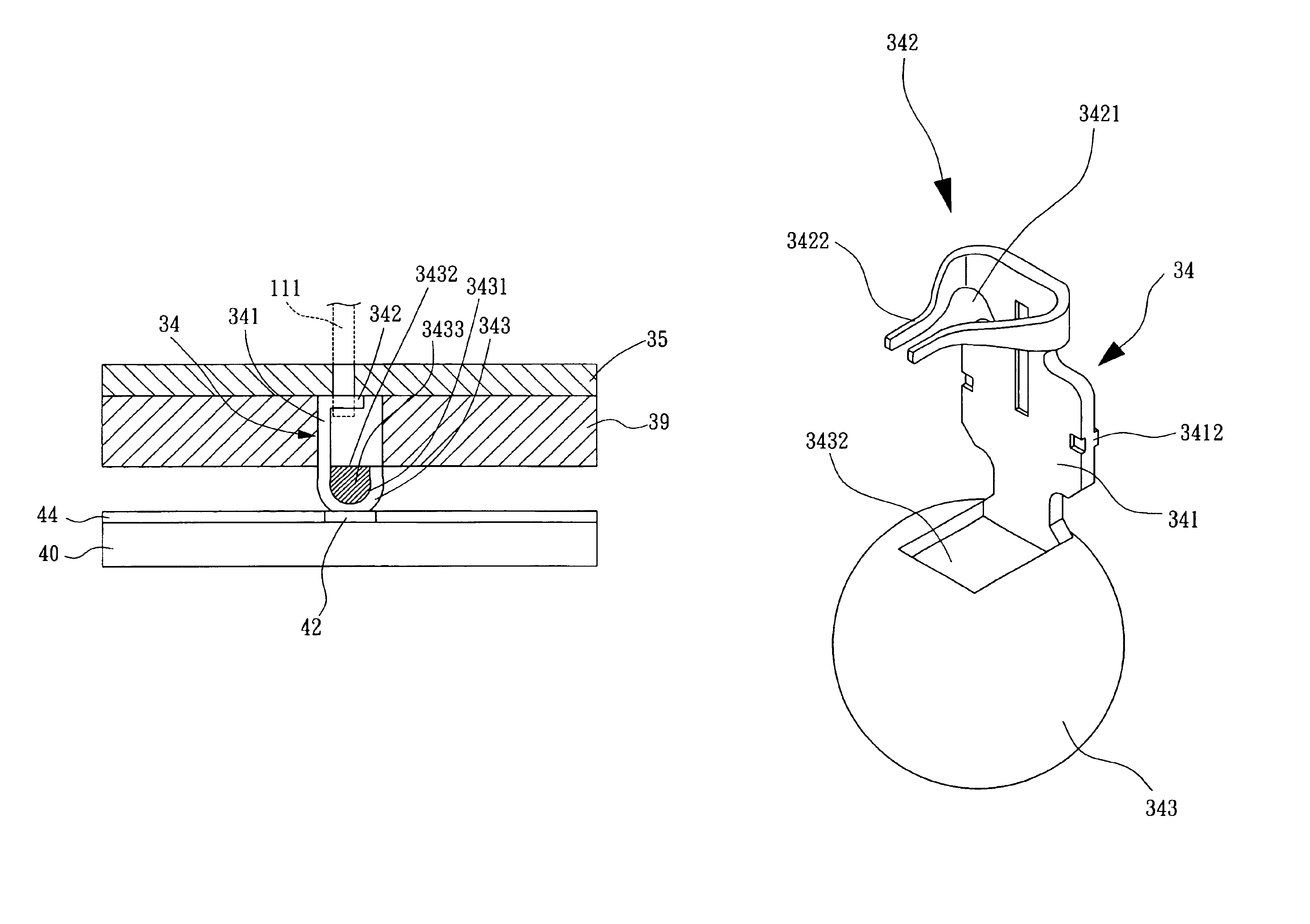 Electrical connection device between a pin-typed IC package and a circuit board