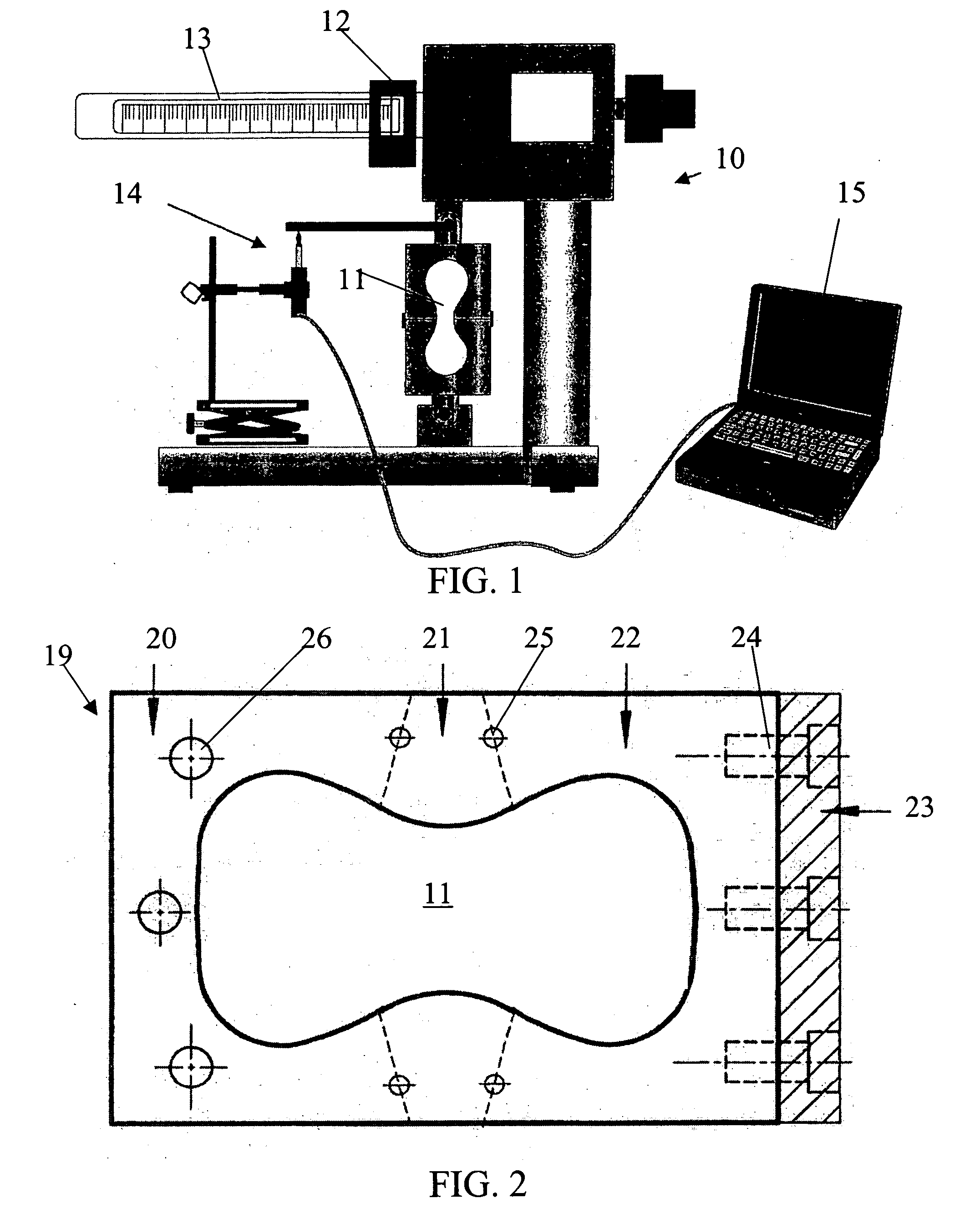 Testing apparatus and method of deriving Young's modulus from tensile stress/strain relationships