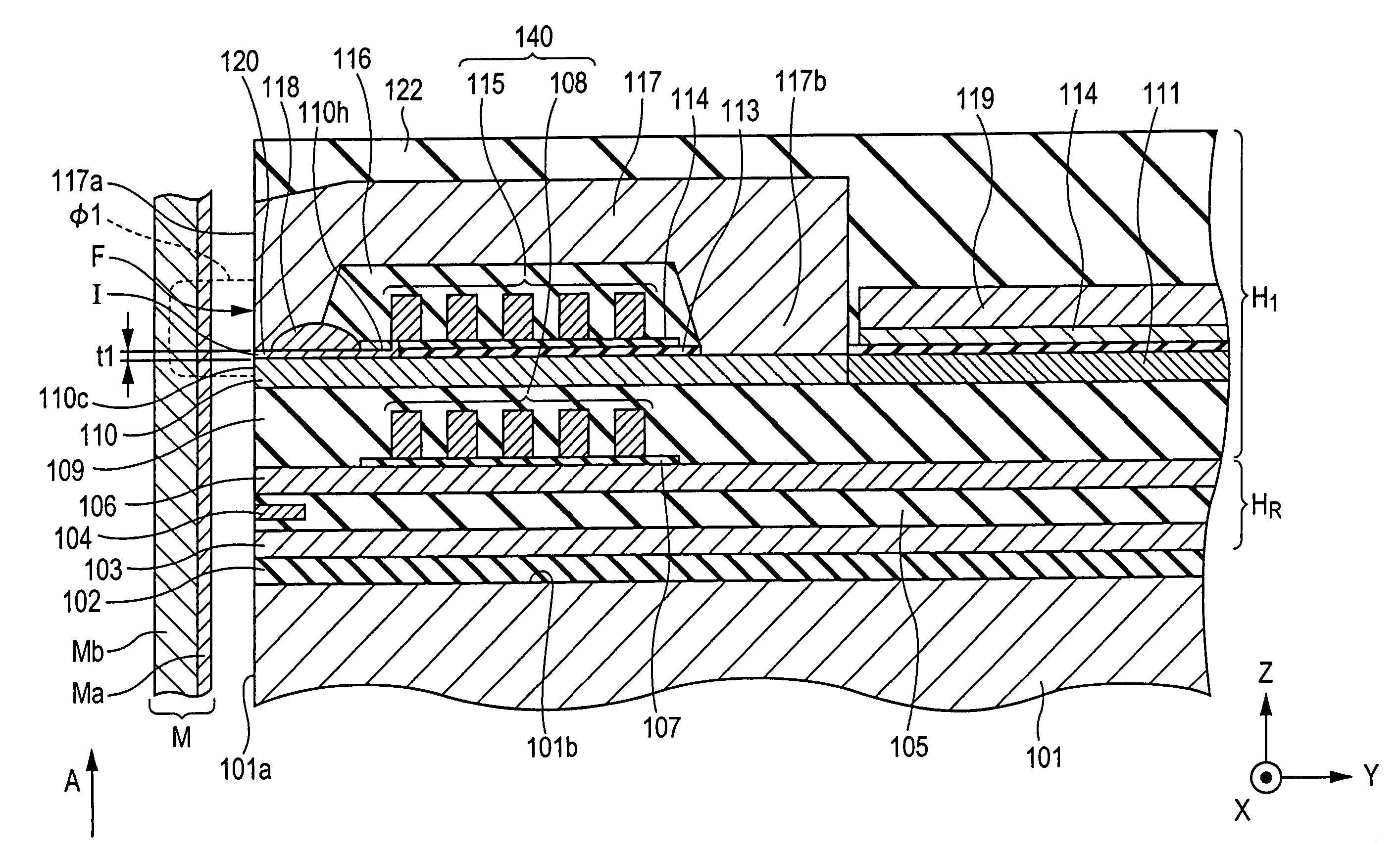 Magnetic recording head having a switching layer which may be rendered non-magnetic by heating