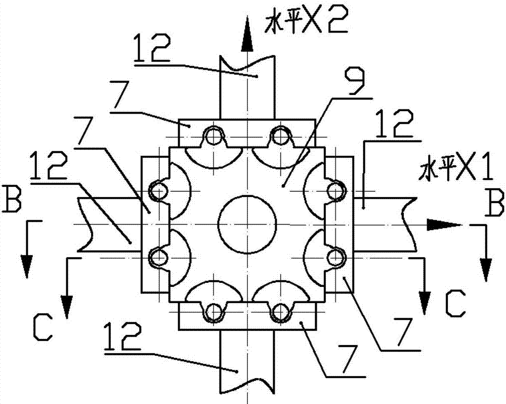 Semi-solid state metal molding multi-direction extrusion mold for refrigerator and air-conditioning compressor crankshafts