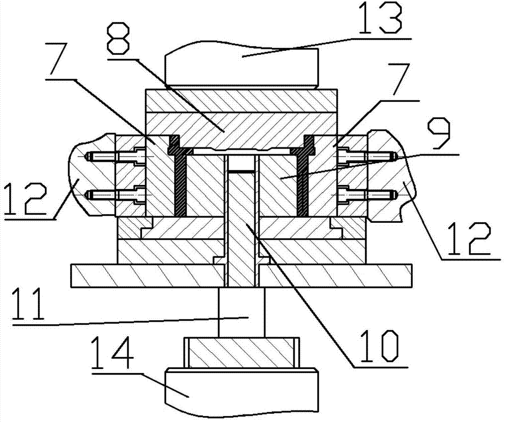 Semi-solid state metal molding multi-direction extrusion mold for refrigerator and air-conditioning compressor crankshafts