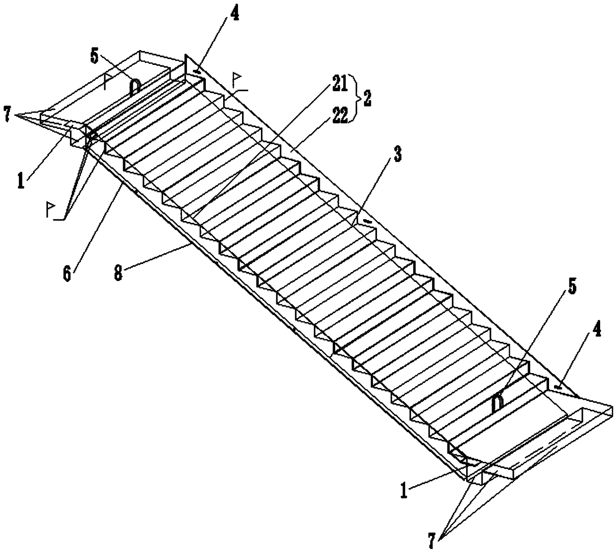 Shear wall side forming staircase steel mold and mounting method