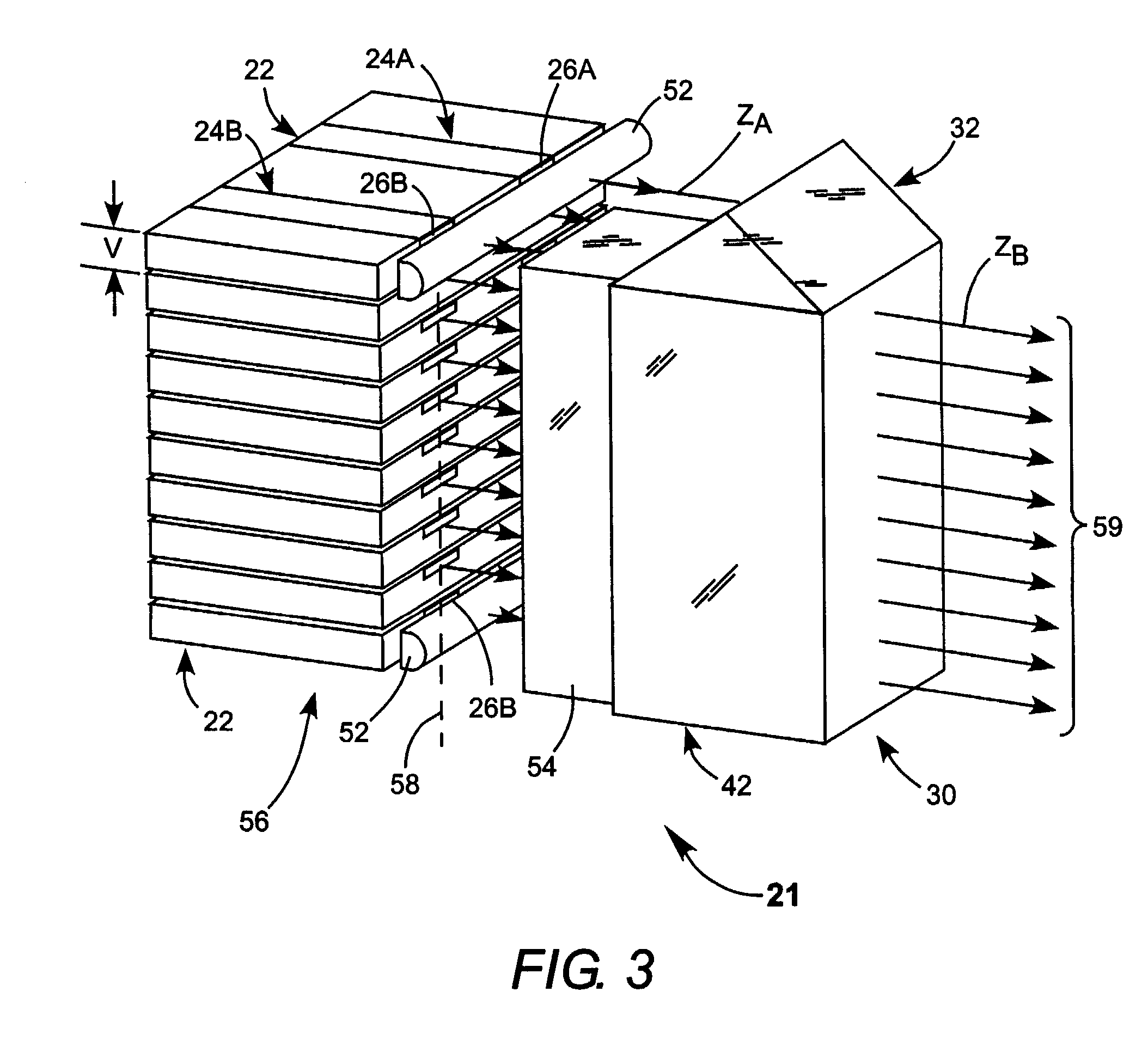 Method and apparatus for coupling radiation from a stack of diode-laser bars into a single-core optical fiber