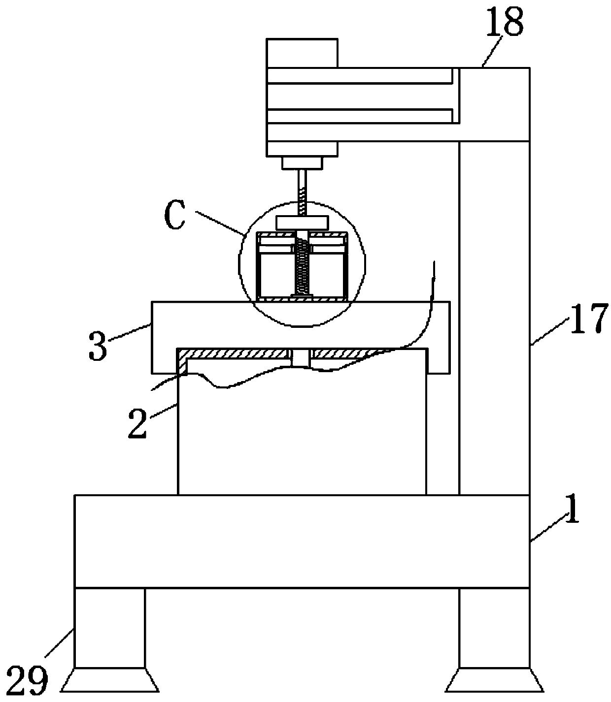 Hardware machining drilling device with good clamping effect