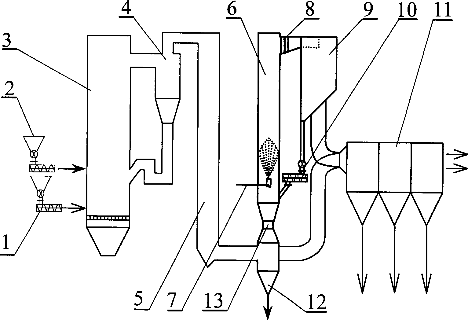 Compound desulfurizing process of circulating fluidized bed boiler