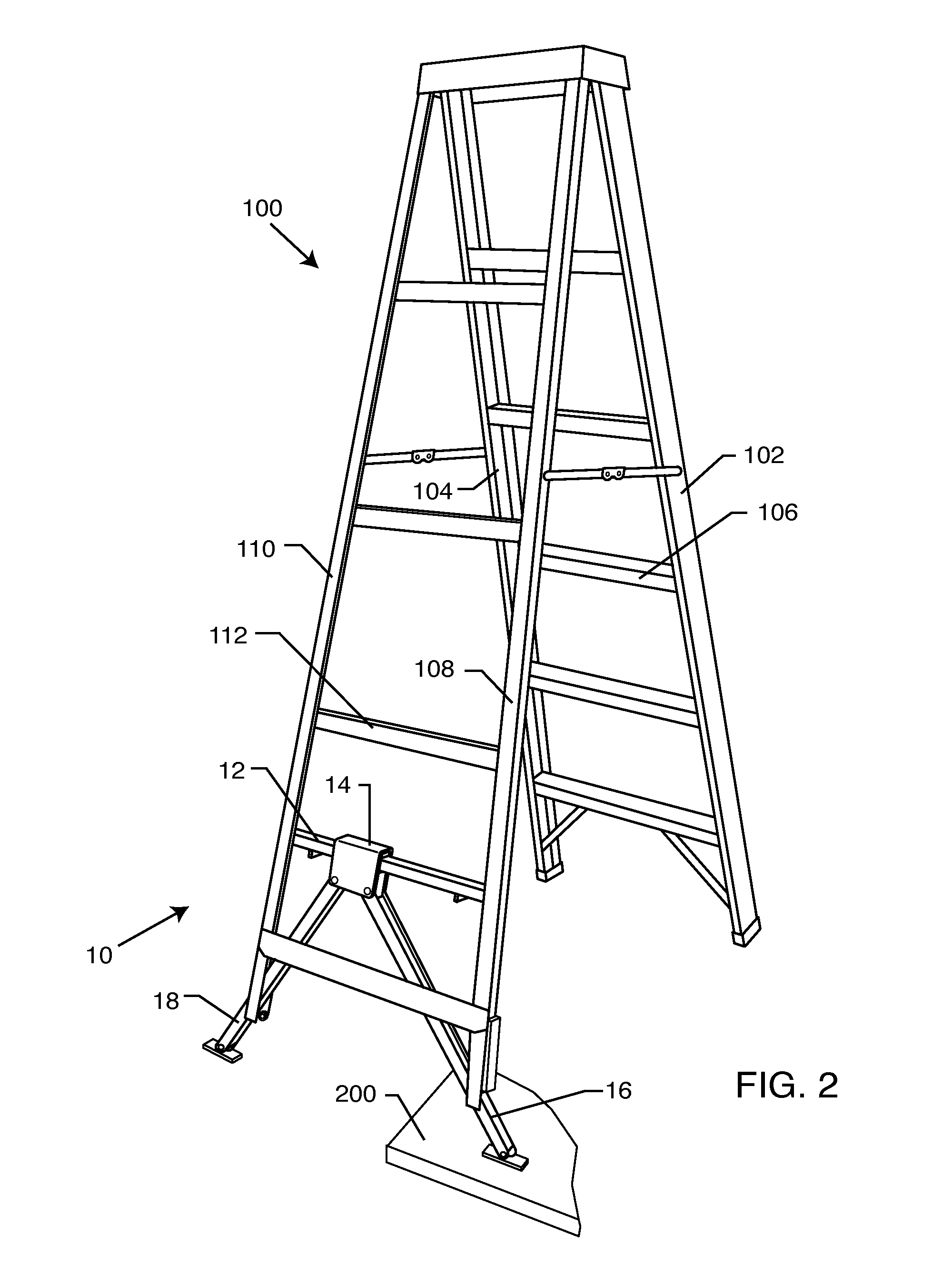 Self-adjusting ladder leveling device