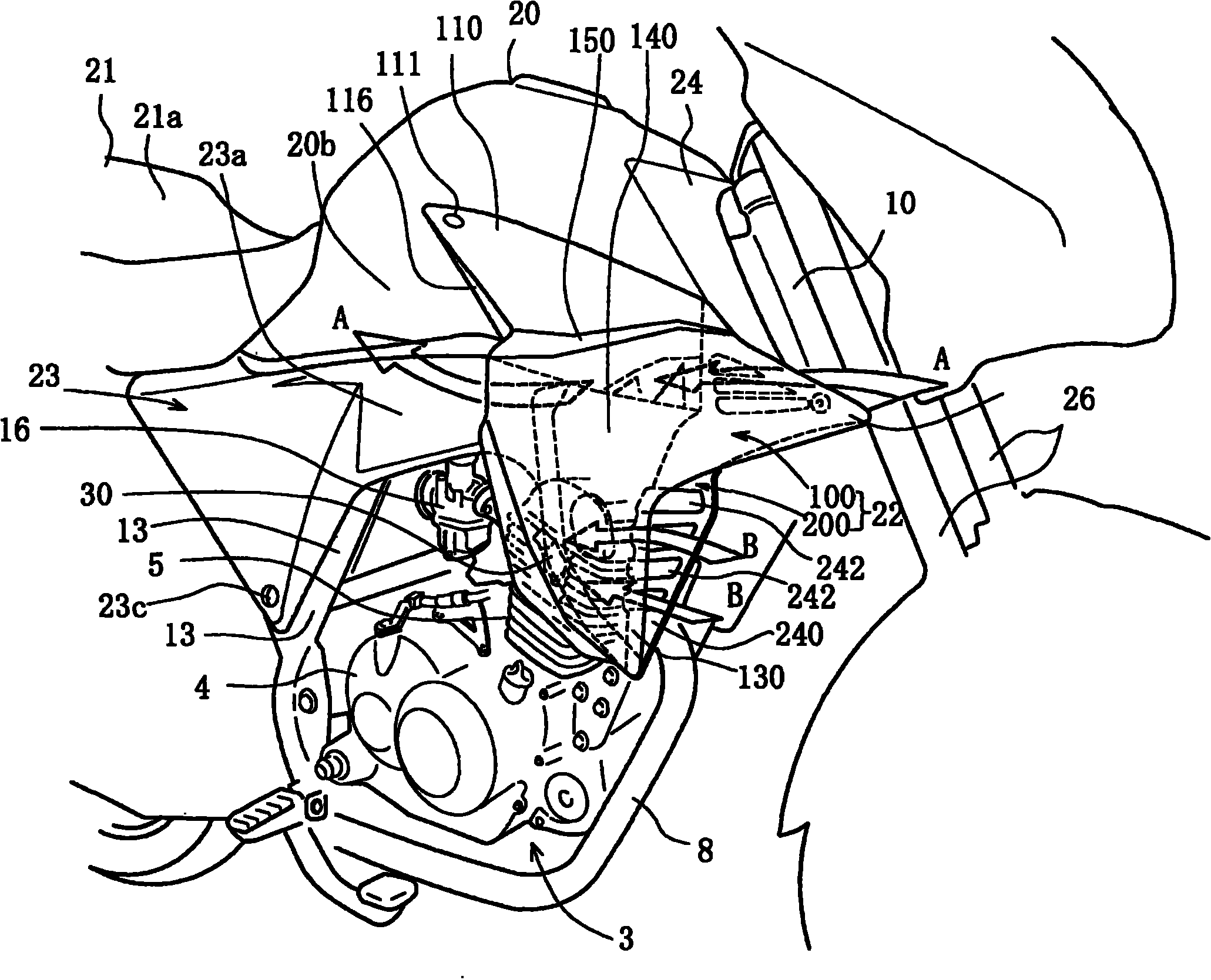 Air guide structure of motorcycle