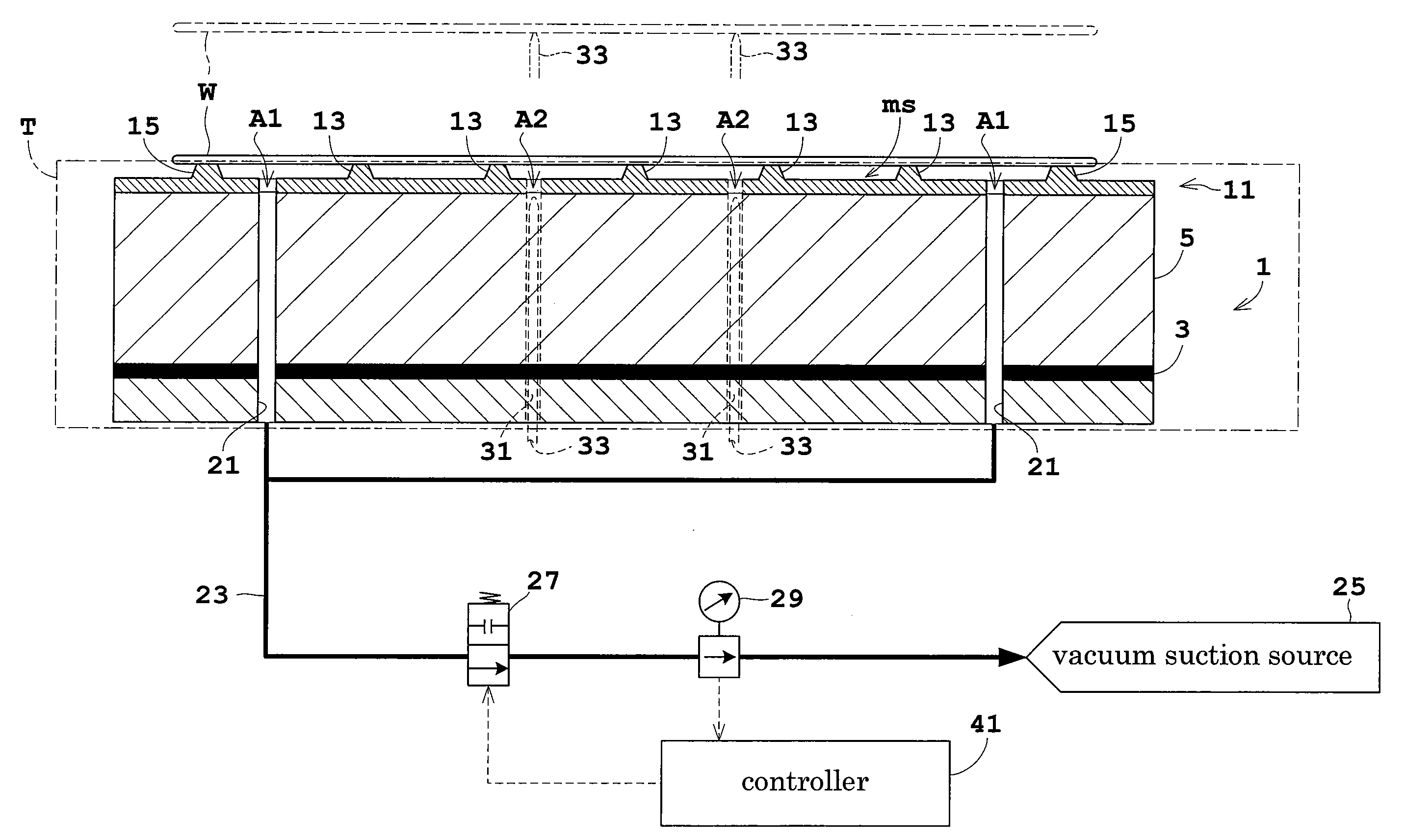Substrate support structure, heat treatment apparatus using same, first sheet-like object for use in the substrate support structure, method of manufacturing the substrate support structure, heat treatment apparatus, and substrate sucking method