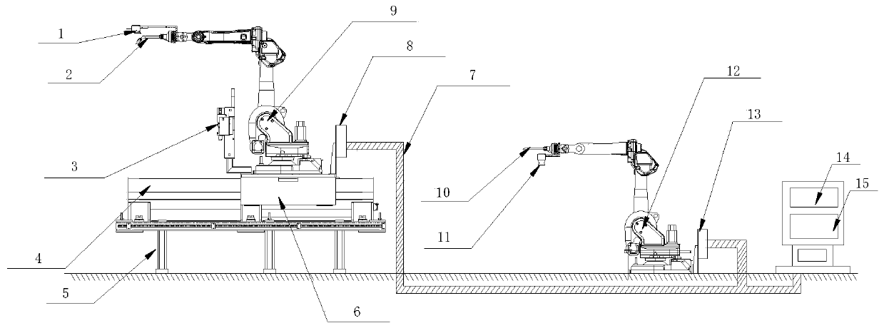 Ship assembly plate welding robot based on remote calibration and welding method of ship assembly plate welding robot