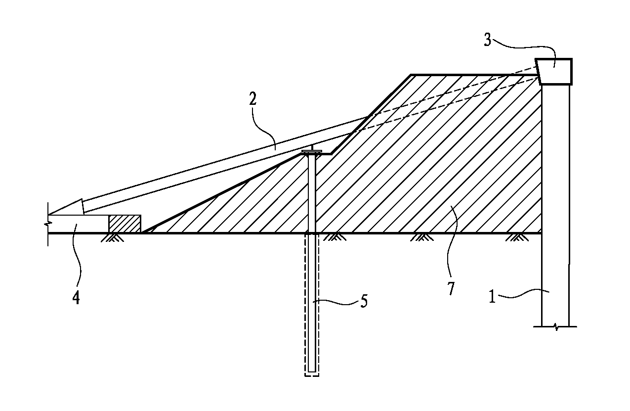 Inner oblique beam supporting structure for oversized-area deep foundation pit and construction method