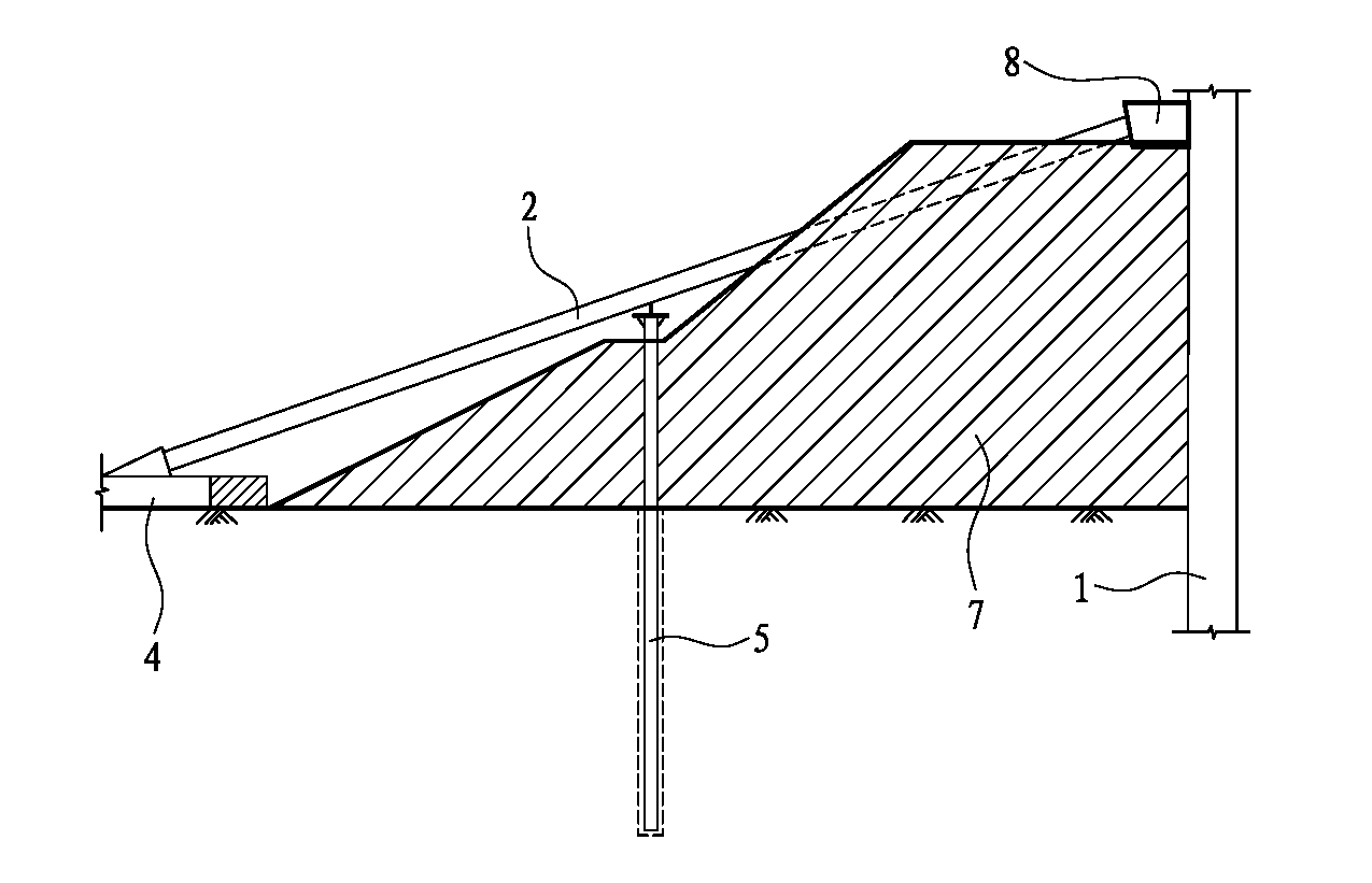 Inner oblique beam supporting structure for oversized-area deep foundation pit and construction method