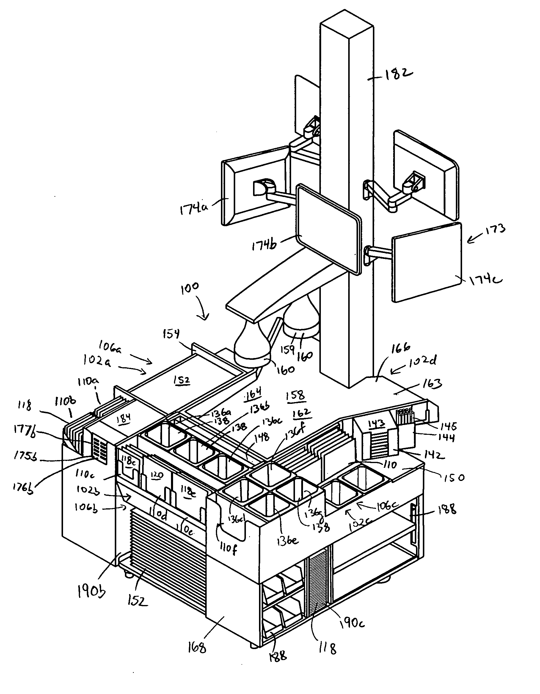 Device, system and method for assembling food orders