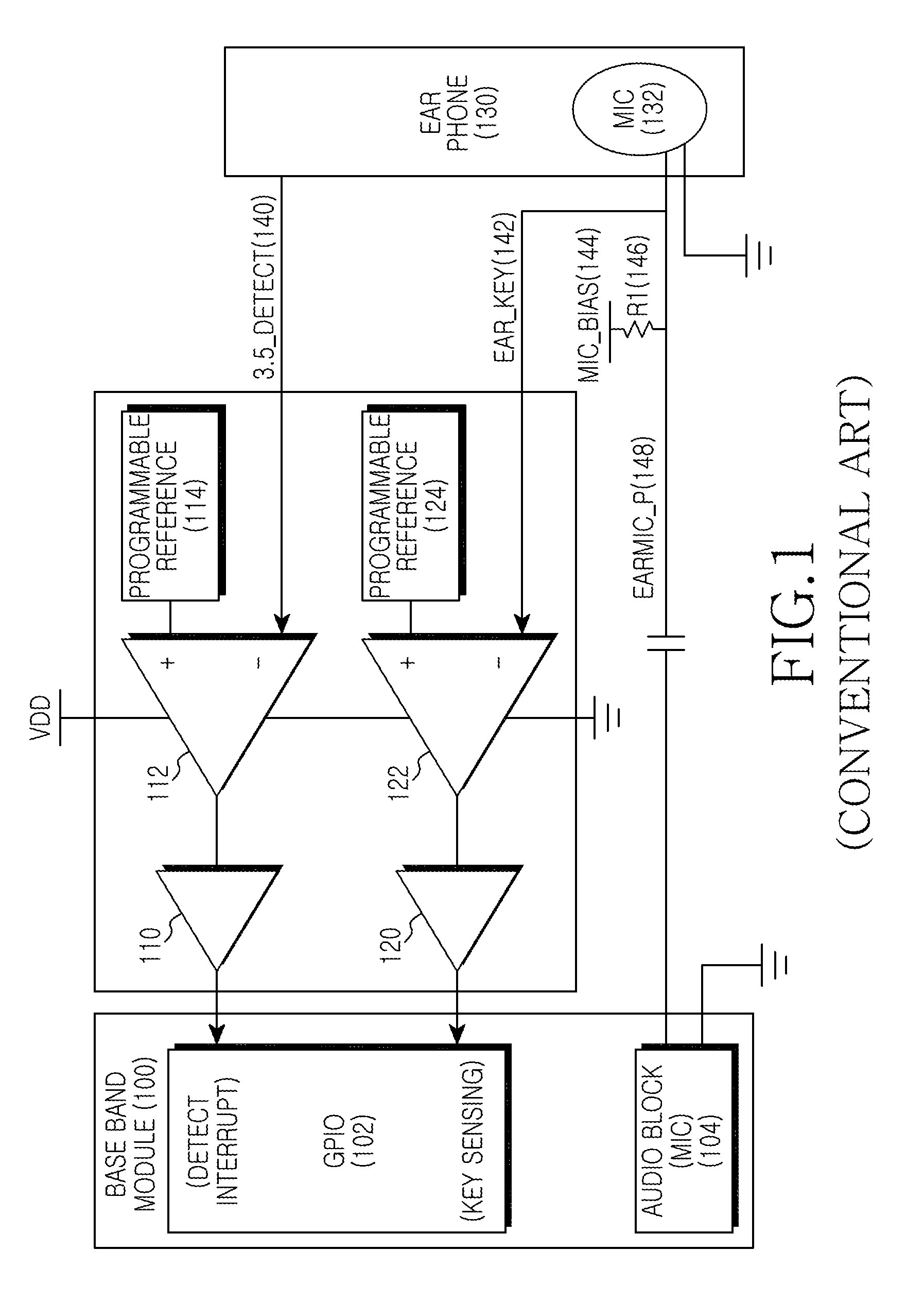 Circuit apparatus for recognizing earphone in mobile terminal