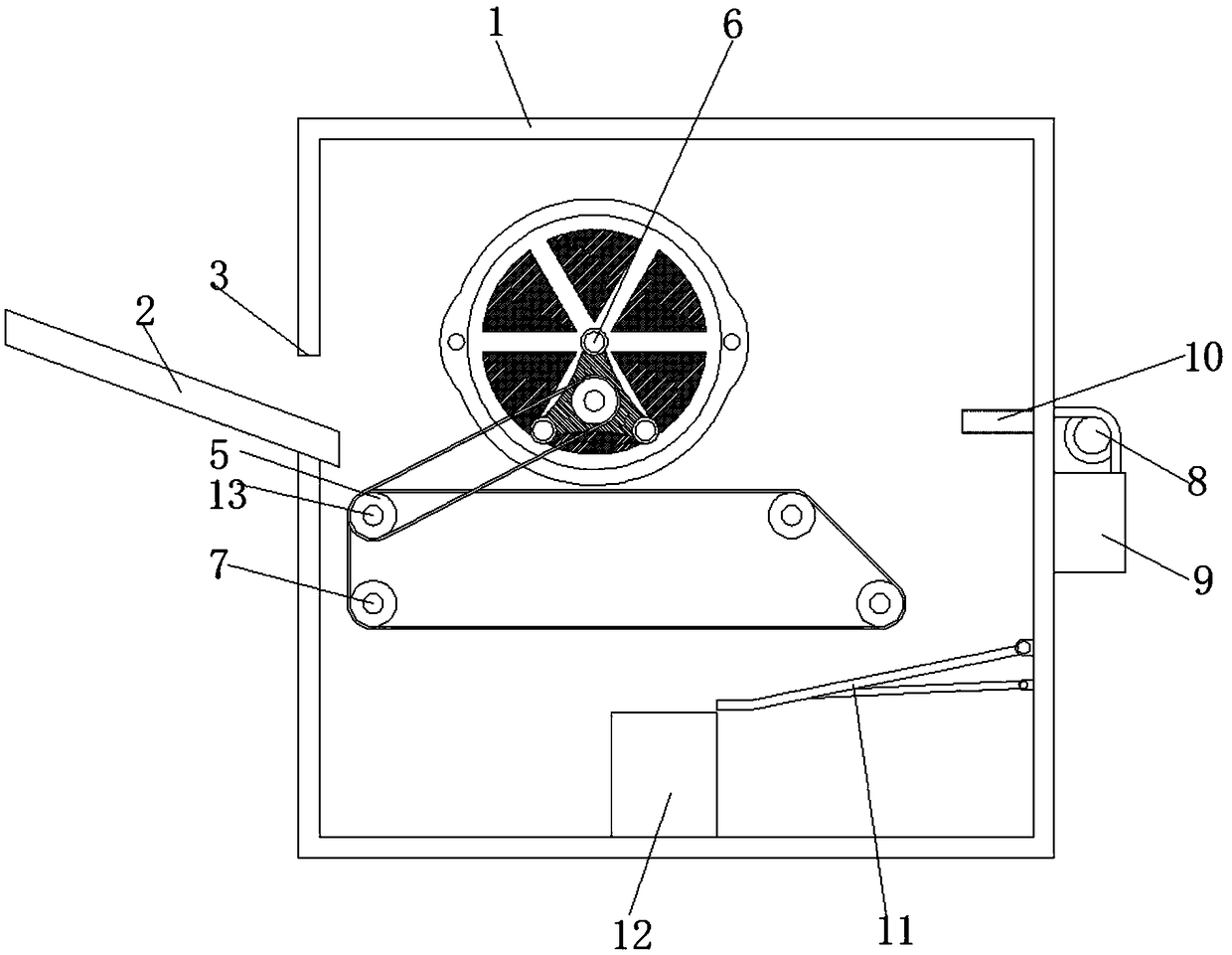 Rosemary stem and leaf separating device with alternated deep cutting-off and shallow cutting-off