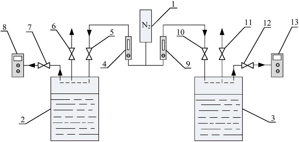 Online gas detection method used for all vanadium flow battery liquid storage tank