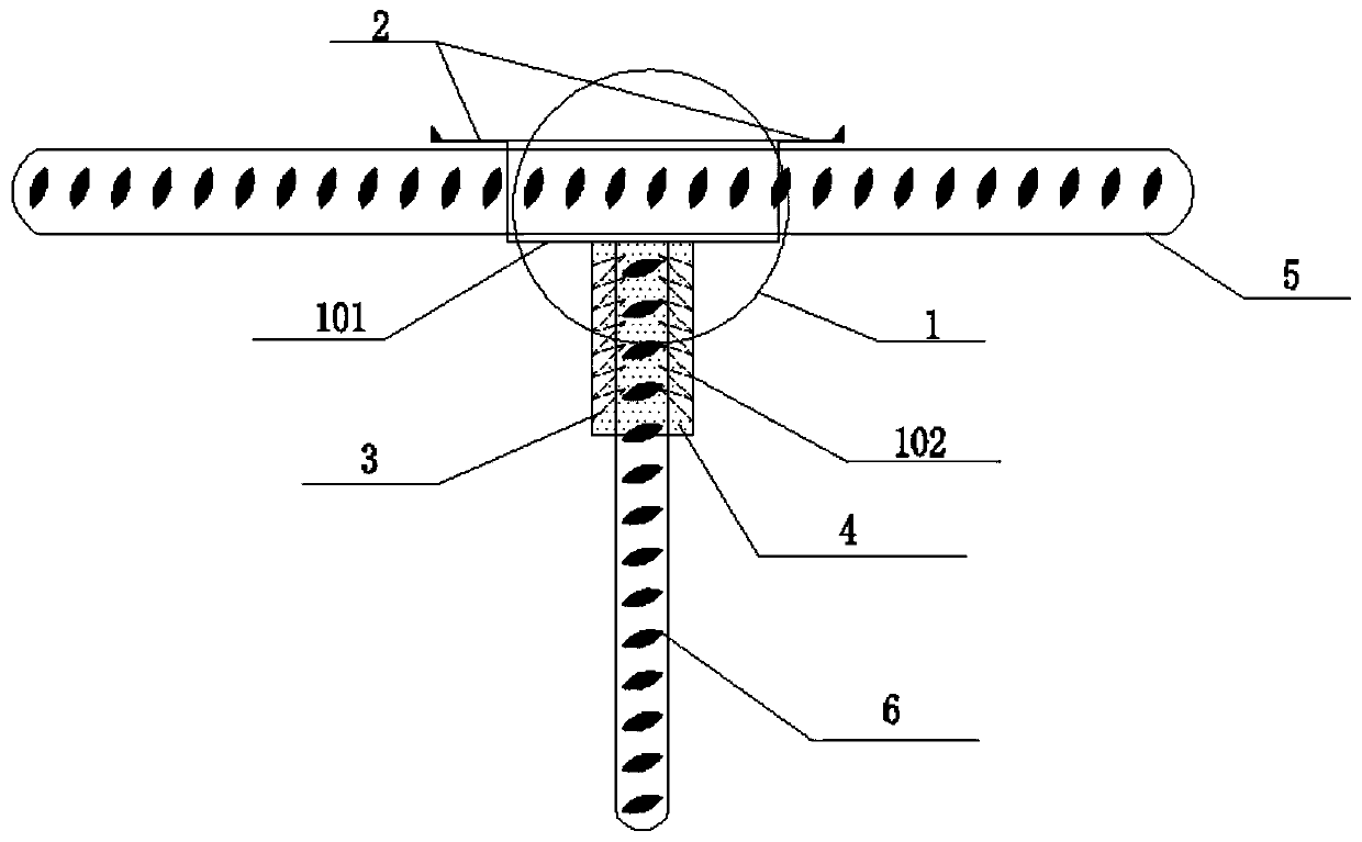 Novel steel bar planting structure and construction method thereof