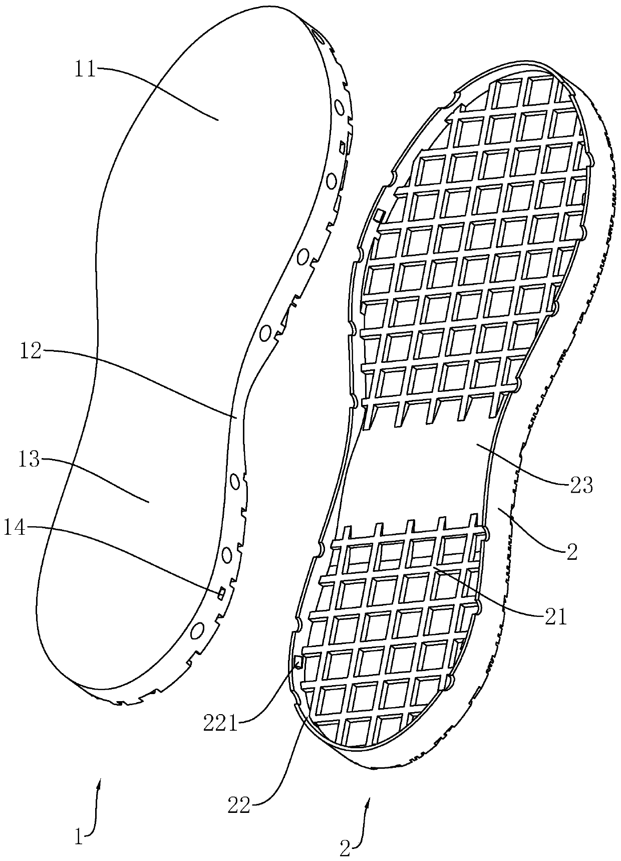 Anti-skid shoe sole and production technology of anti-skid pad