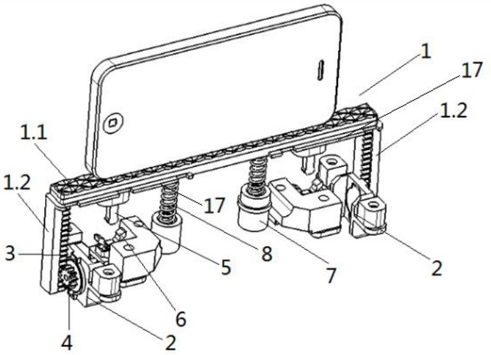 Liftable mobile phone support structure and wireless charging storage box with same