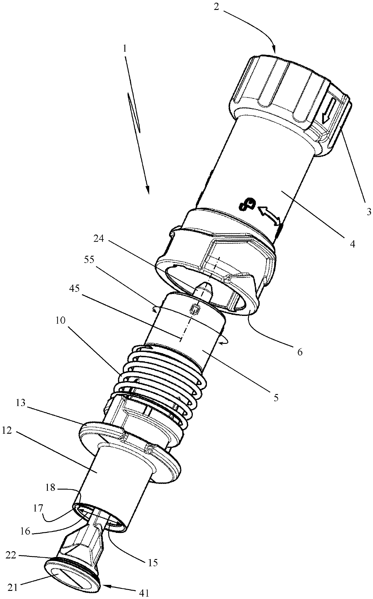 Tank filling device with a vent for a liquid container