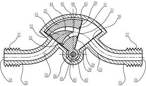 A horizontal one-way valve with aluminum alloy two leaves and ribs for external threaded joints