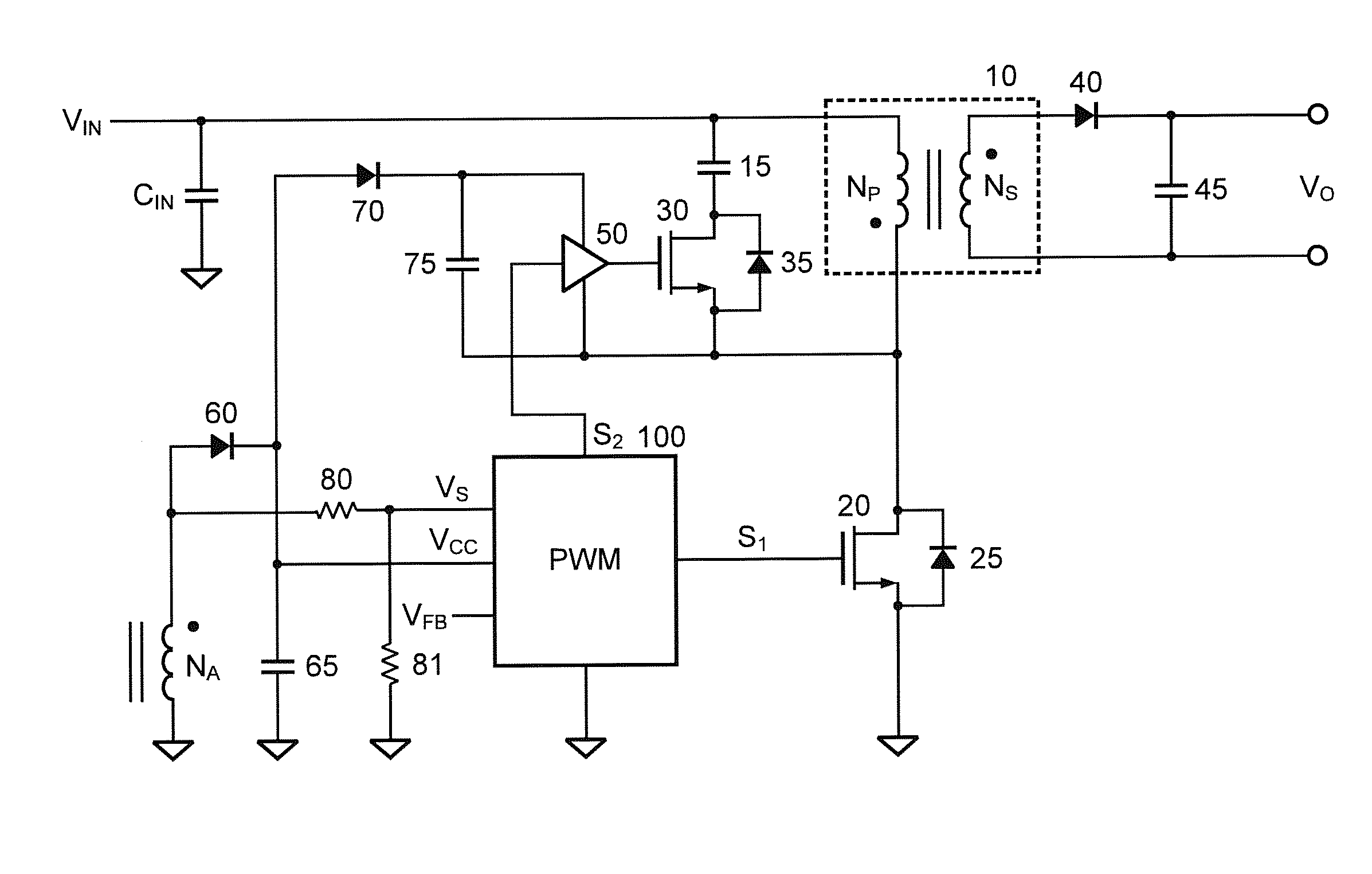 Adaptive active clamp of flyback power converter with high efficiency for heavy load and light load