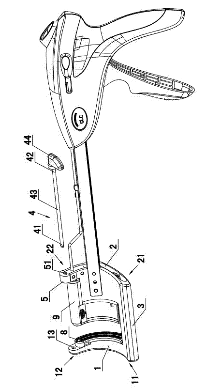 Nail head assembly of stitching device and sewing cutting device