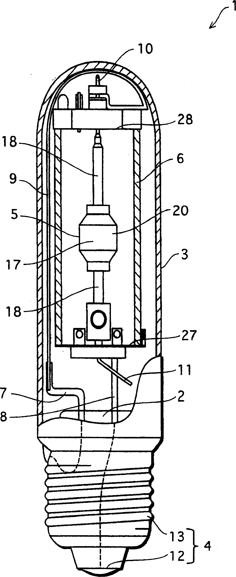 Metal halide lamp and lighting device using same