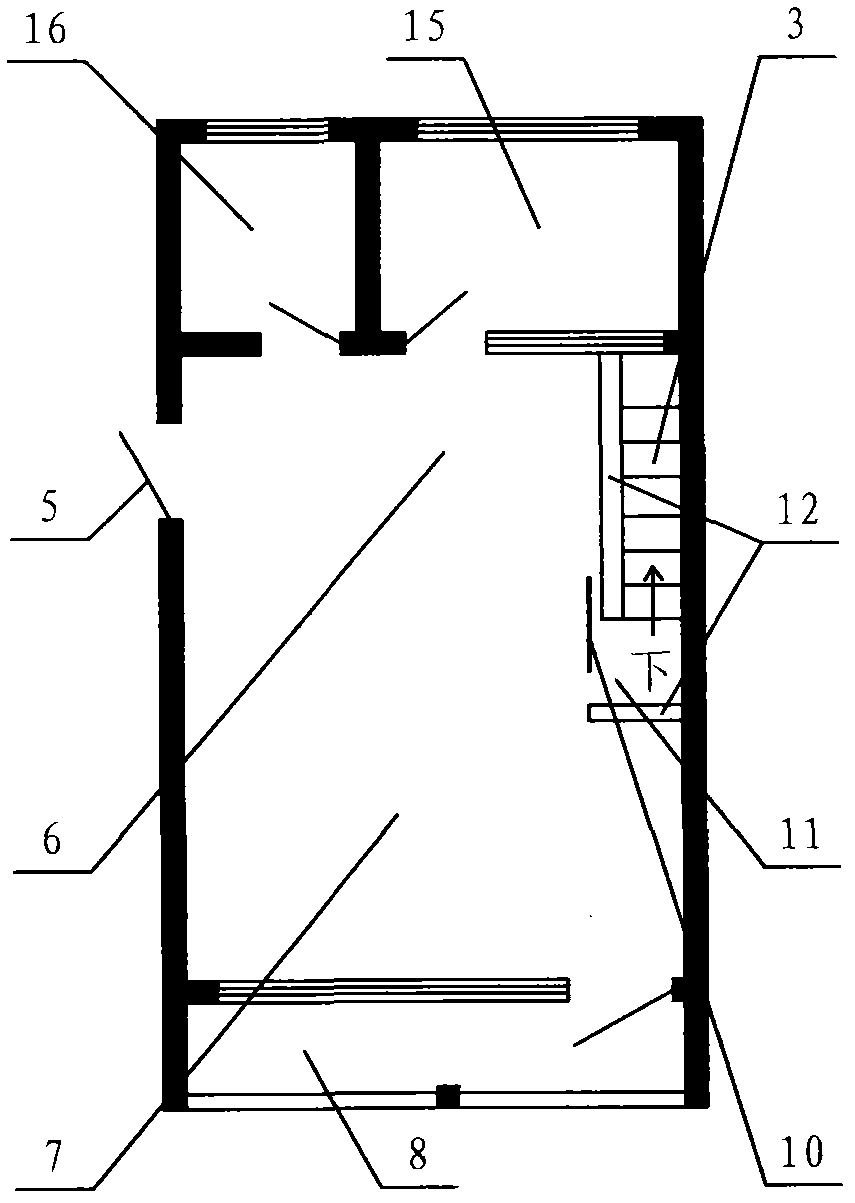 Duplex apartment with unequal story height