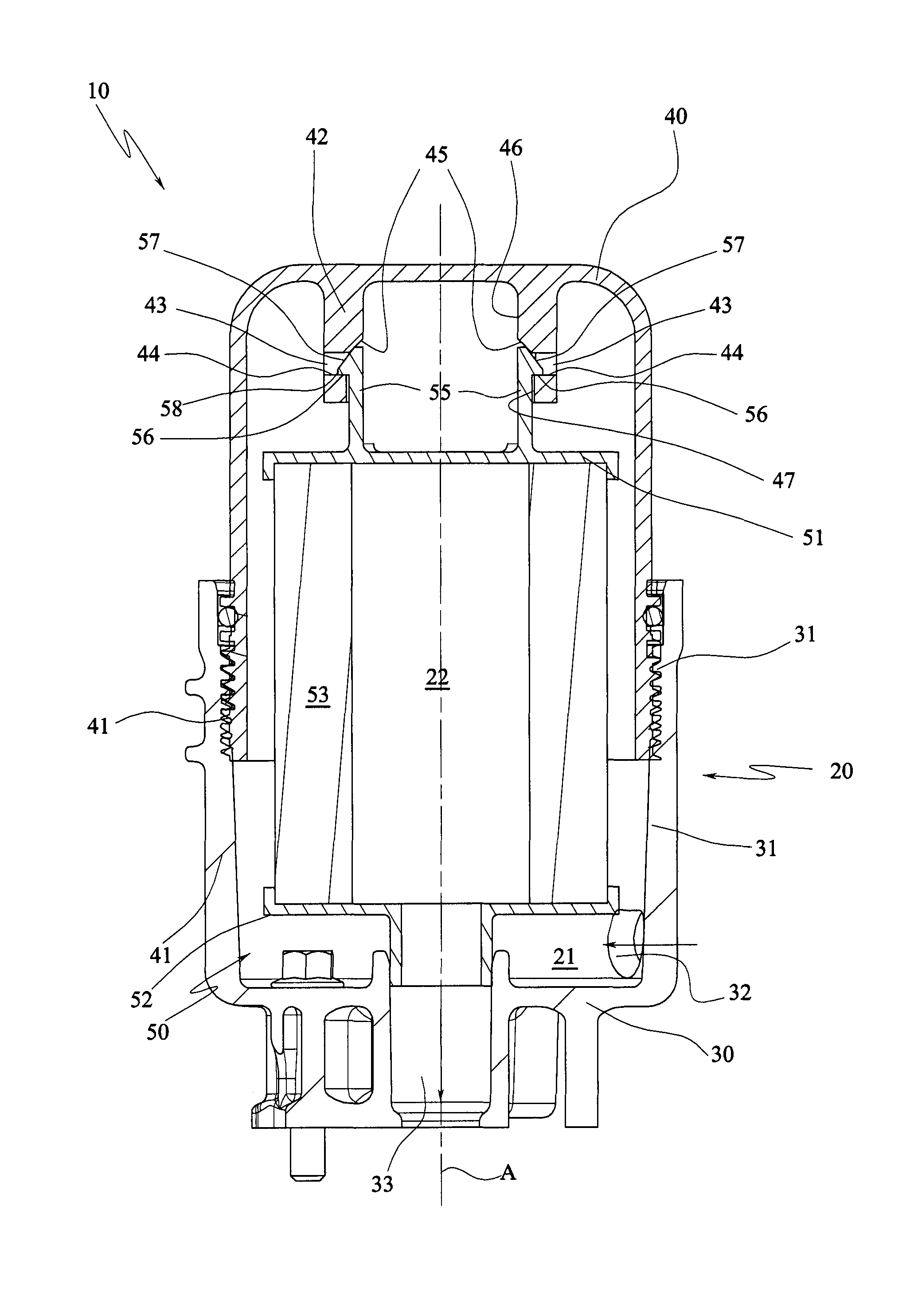 Filtering unit and relative filtering cartridge