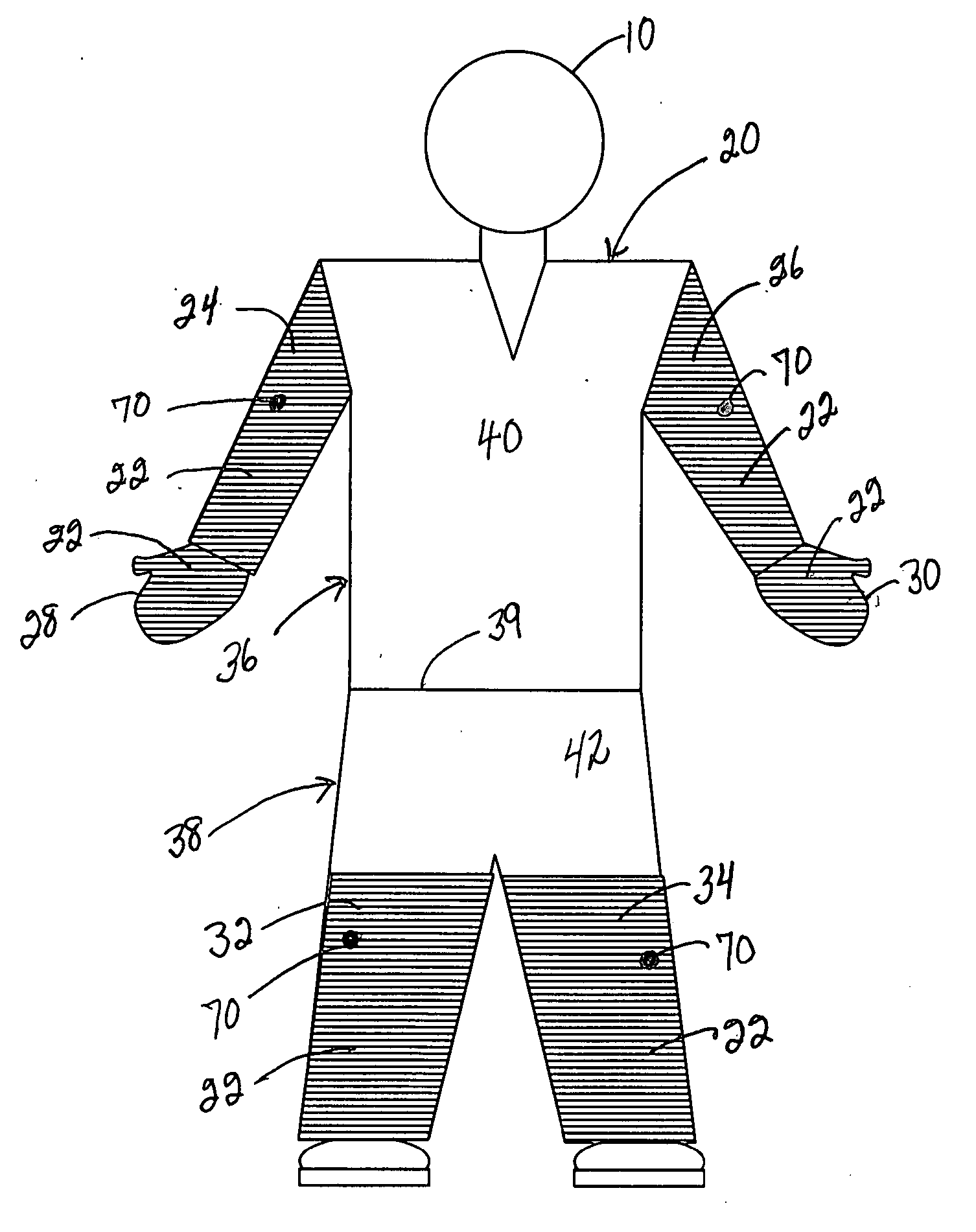 Cooling garment having phase change material in its extremity portions