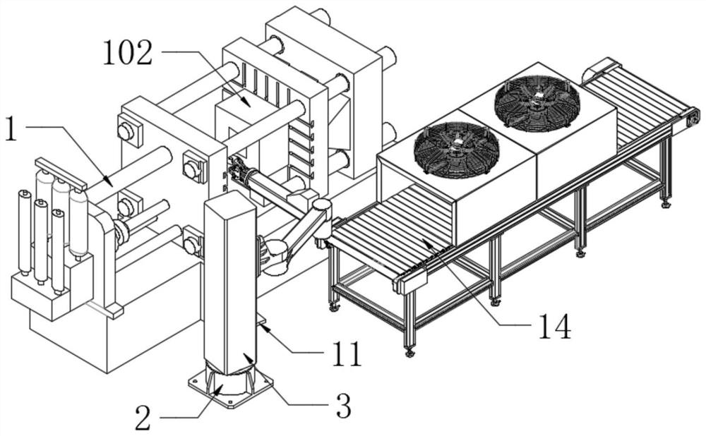 Vertical type multi-joint die-casting part taking robot