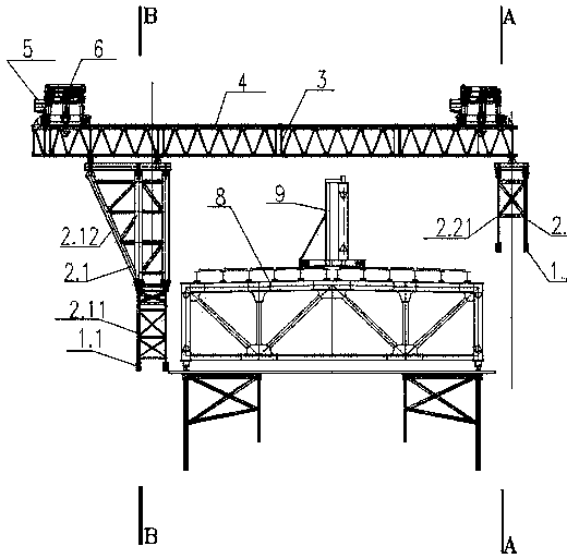 Attached type bridge crane and construction method thereof