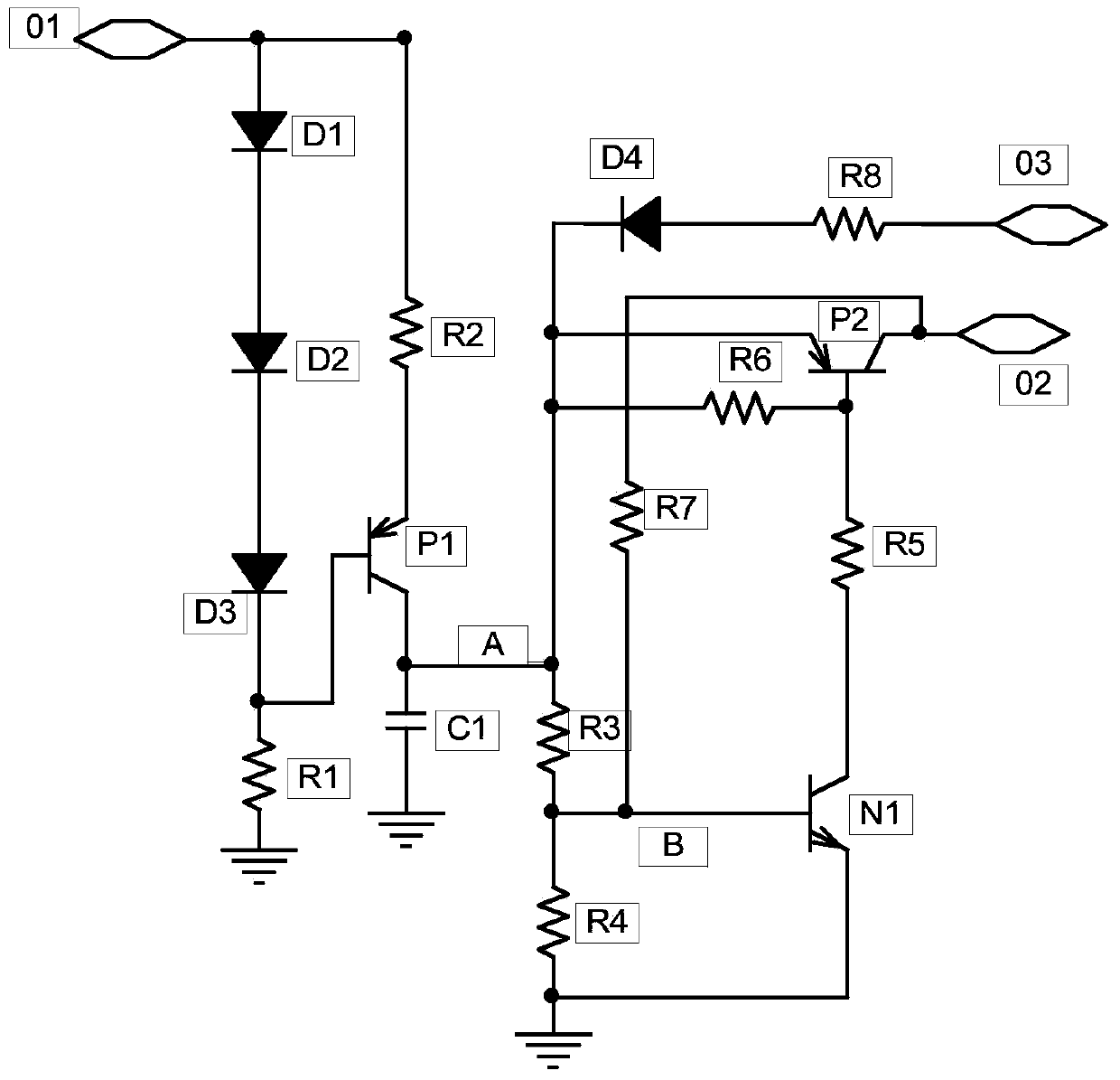 A circuit structure and power supply method compatible with intermittent power supply and continuous power supply