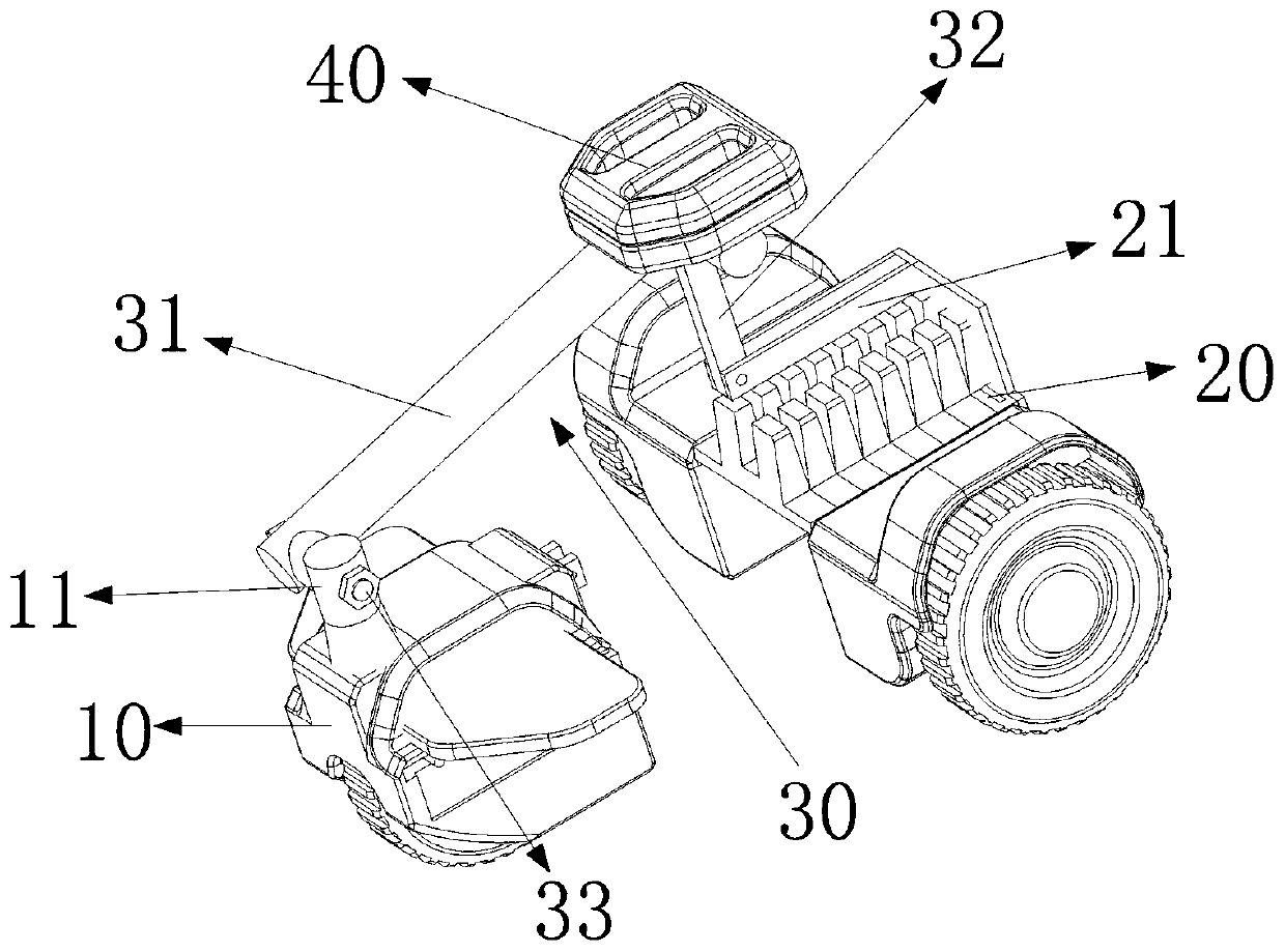 A scooter that adjusts the length of the body based on the angle adjustment of the stretching mechanism