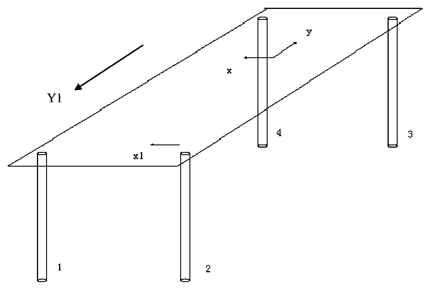 Hydraulic four-point leveling method with accuracy less than 1 minute