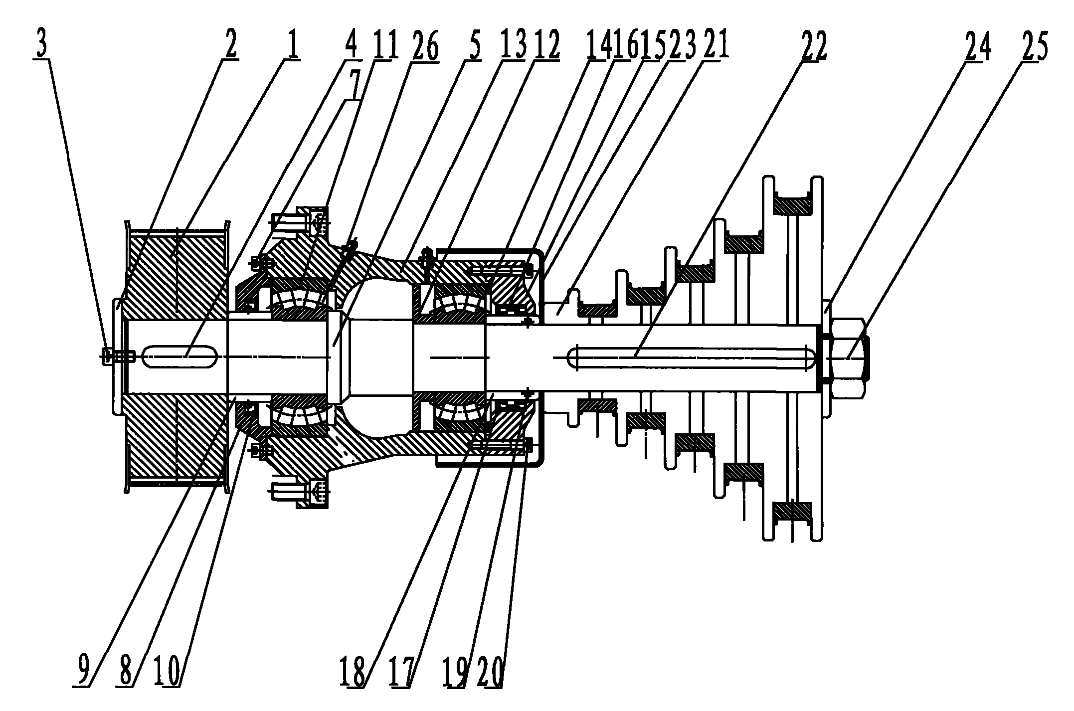 Four-axis device of wire drawing machine