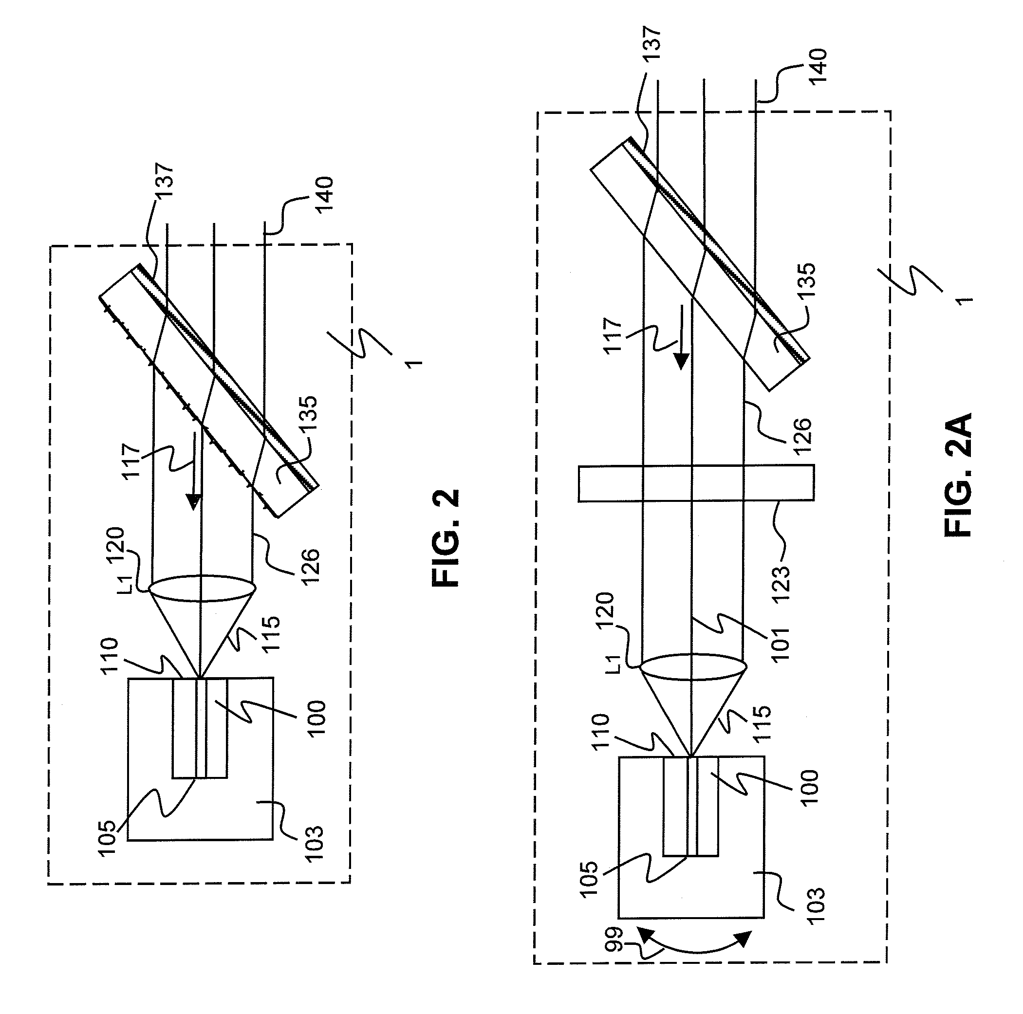 Extended cavity laser device with bulk transmission grating