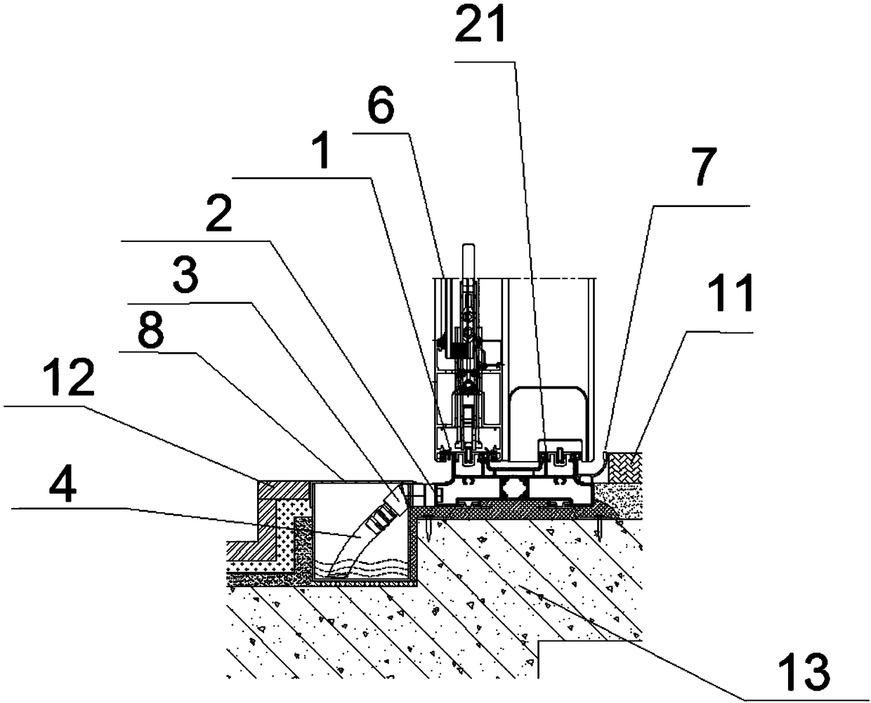 Hidden drainage structure of sliding door and sliding door applied with same