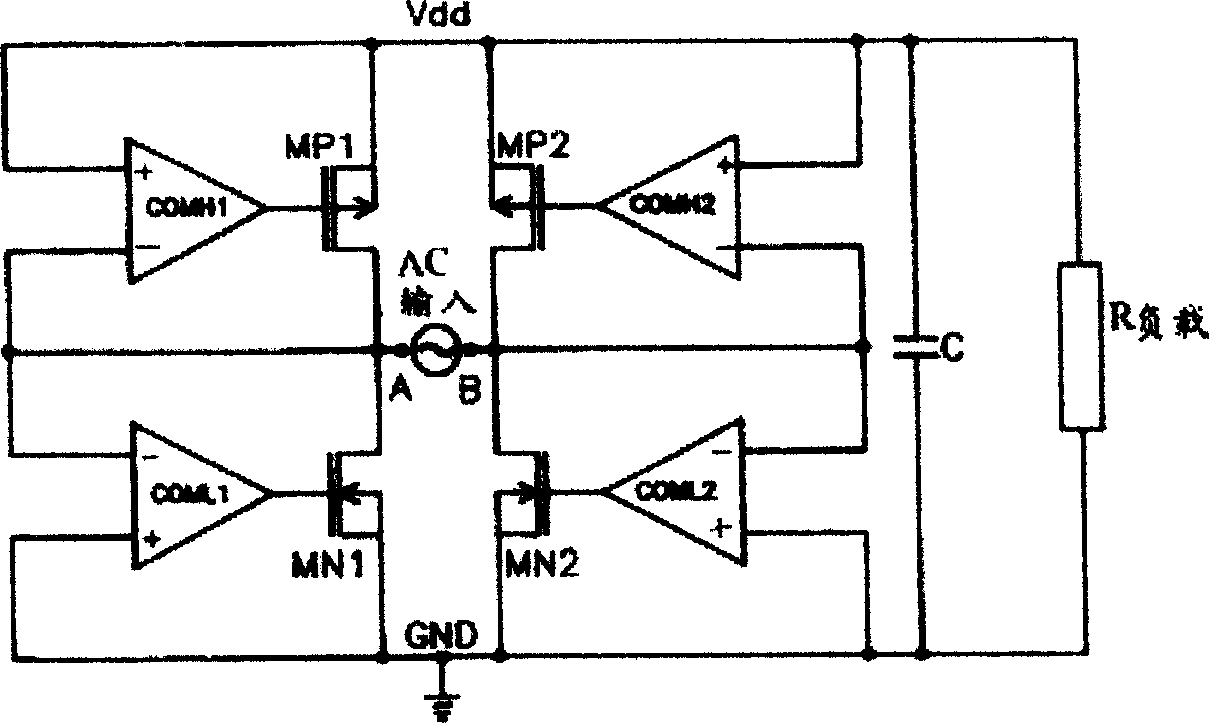 Full wave bridge type circuit of synchronous rectification