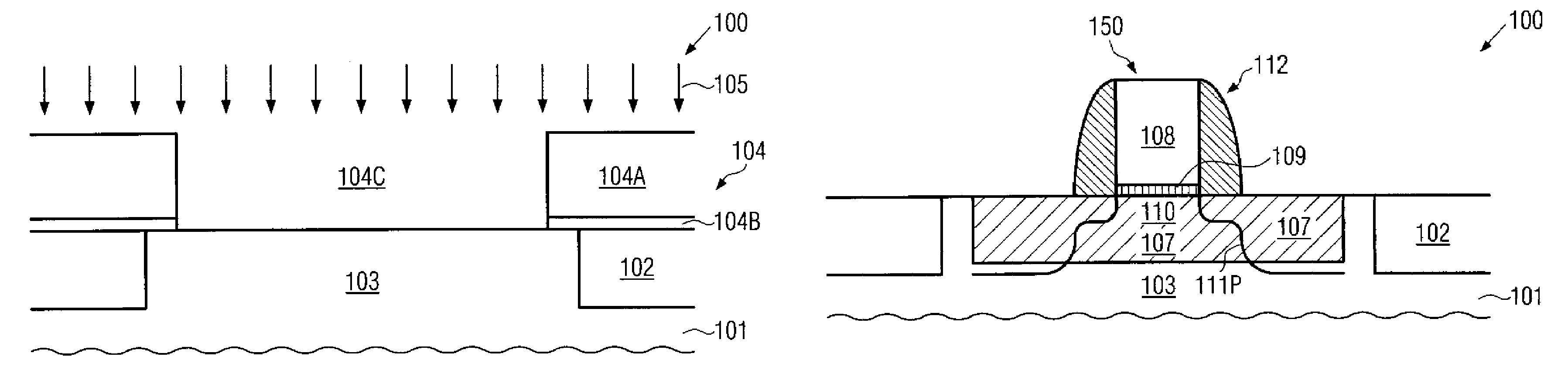 Formation of transistor having a strained channel region including a performance enhancing material composition utilizing a mask pattern