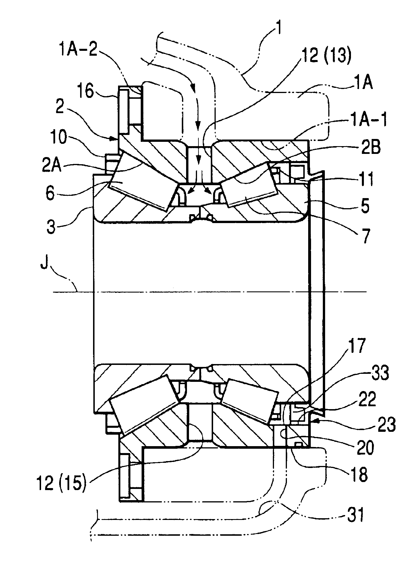 Double row tapered rolier bearing apparatus