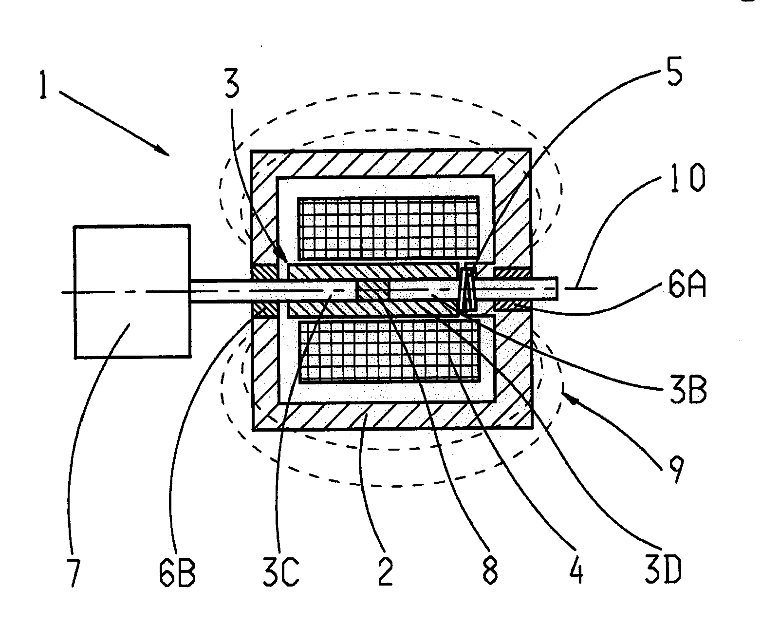 Electromagnetic actuator having a magnetostrictive element and method for operating the electromagnetic actuator