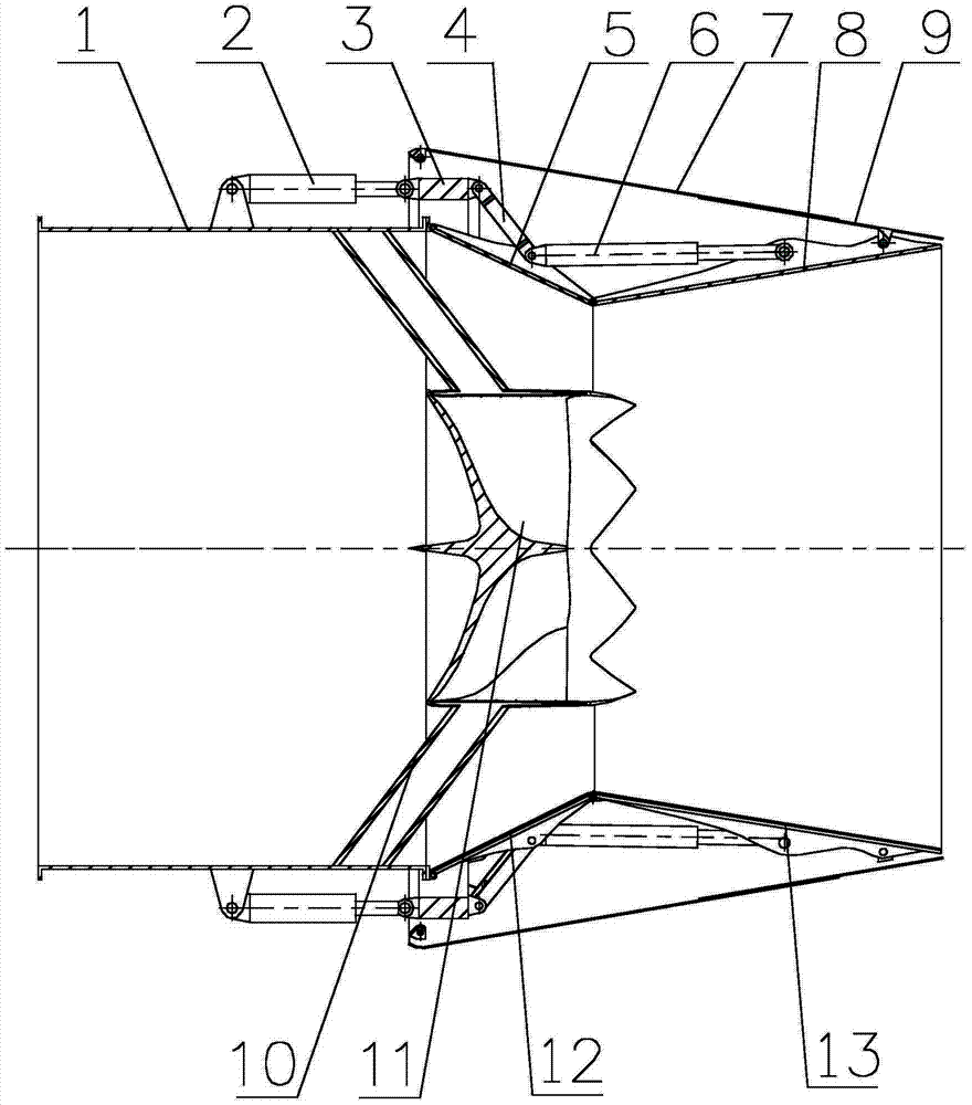 Axisymmetric convergent and divergent exhaust nozzle
